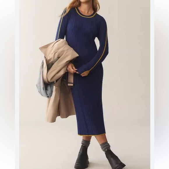 Anthropologie Dresses & Skirts - Anthropologie Daily Practice womans Ribbed Knit Midi Dress in Navy size XS